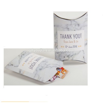 Custom logo marble texture paper pillow boxes wholesale